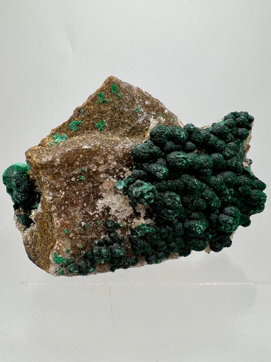 Ball Malachite On A Flashy Dolomite Matrix. Stunning Rare Malachite From Congo. Amazing Mineral Display Specimen.