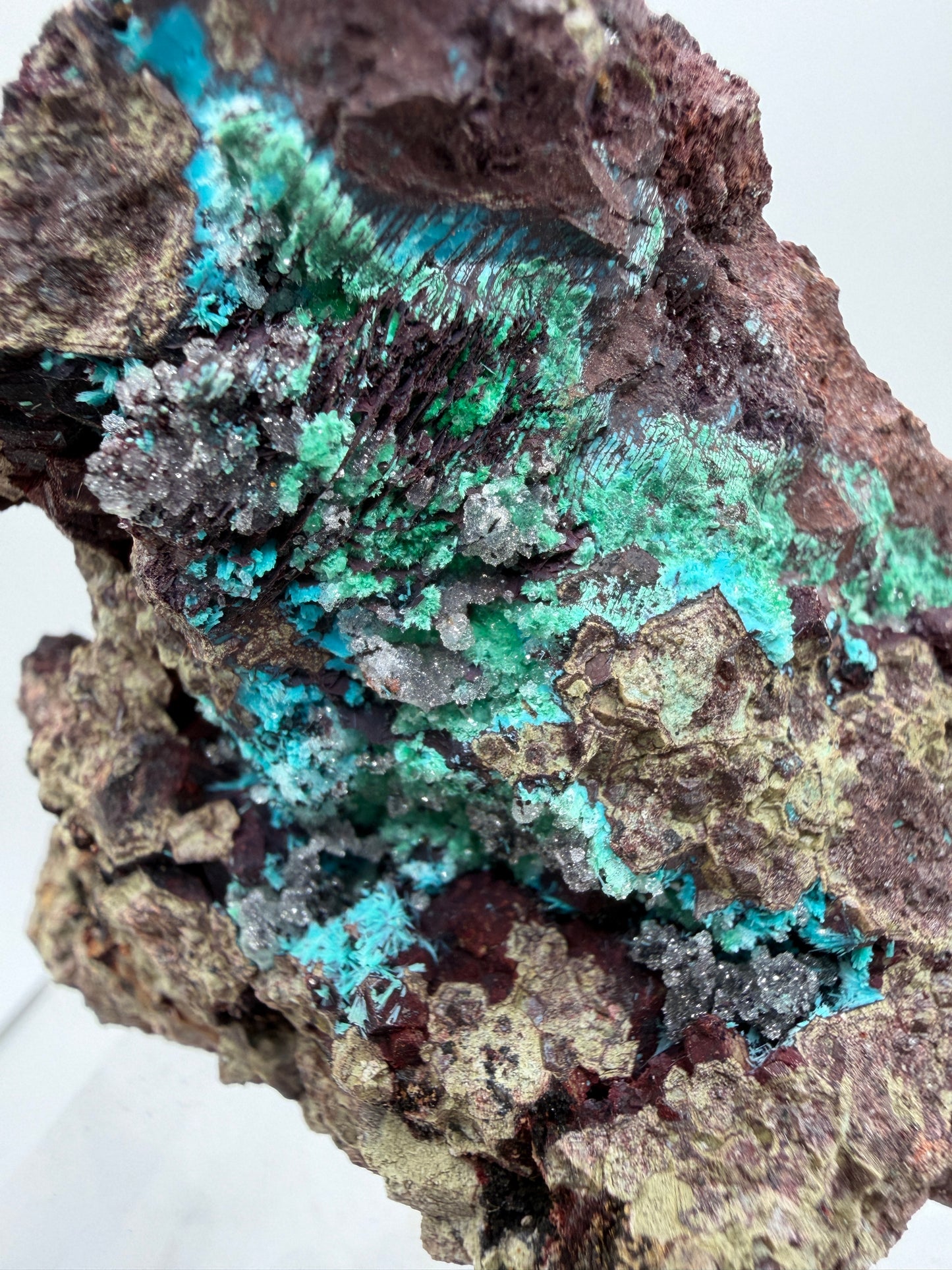 Rosasite And Malachite Specimen. Colorful High Quality Specimen From Mexico. Rare Mineral For Collections