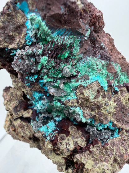 Rosasite And Malachite Specimen. Colorful High Quality Specimen From Mexico. Rare Mineral For Collections