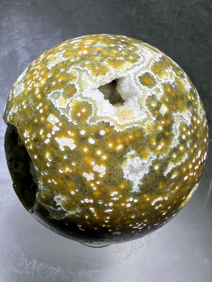 Ocean Jasper Sphere. Beautiful Sugar Druzy Sphere. High Quality Amazing Display Crystal