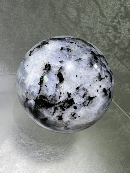 Rainbow Moonstone Sphere. 60mm. Gorgeous Rainbow And Blue Flash! High Quality Display Sphere