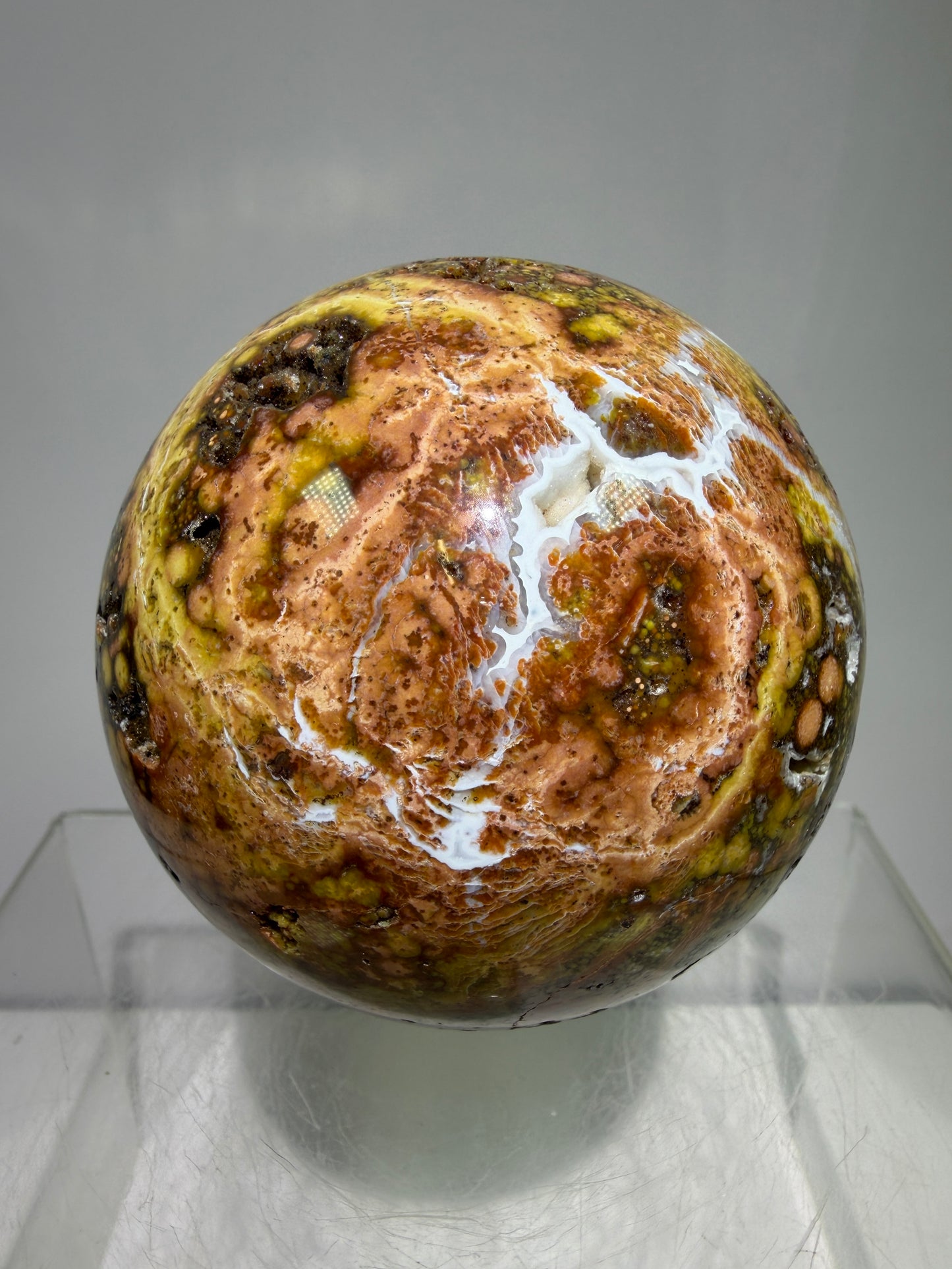 Ocean Jasper Sphere. 72mm. Very Flashy Druzy Sphere. High Quality Stunning Display Crystal