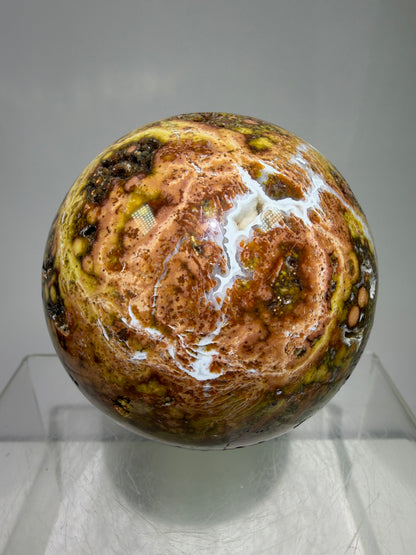 Ocean Jasper Sphere. 72mm. Very Flashy Druzy Sphere. High Quality Stunning Display Crystal