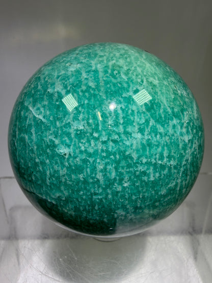 Amazonite Crystal Sphere. 60mm. Amazing Colors And Patterns. Gorgeous Flashy Display Sphere.