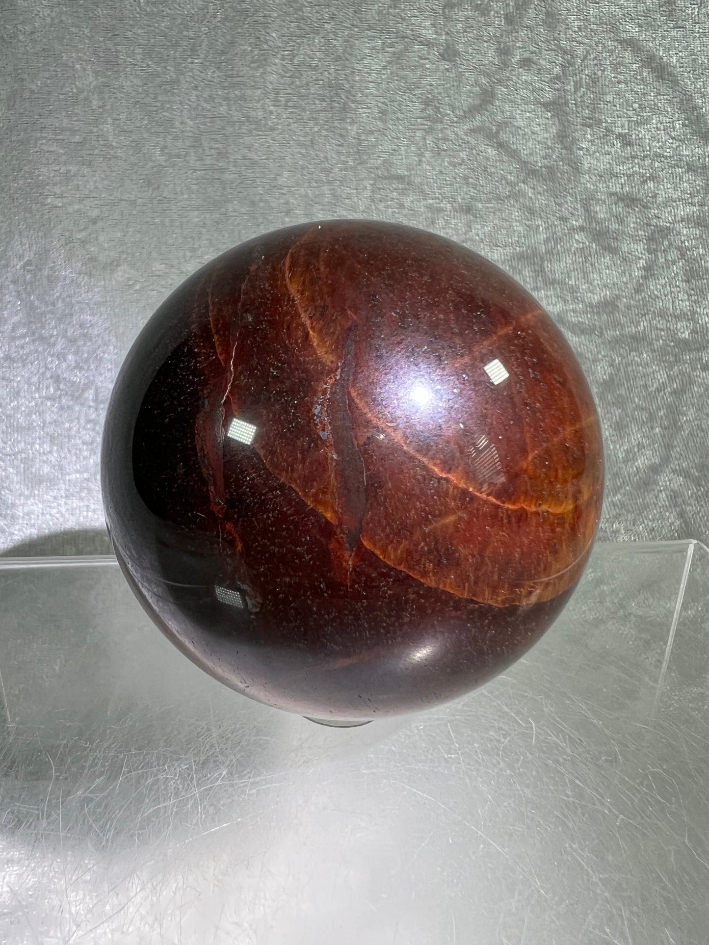 Red Tigers Eye Sphere. 65mm. Amazing Red And Gold Flash! Gorgeous Display Sphere!