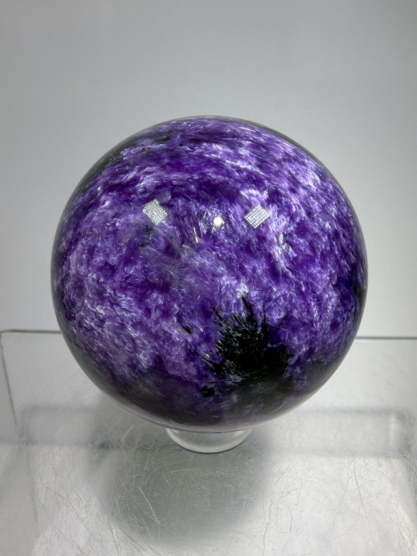 Charoite Crystal Sphere. 50mm. High Quality Beautiful Crystal. Amazing Patterns And Flash. Stunning Rare Crystal