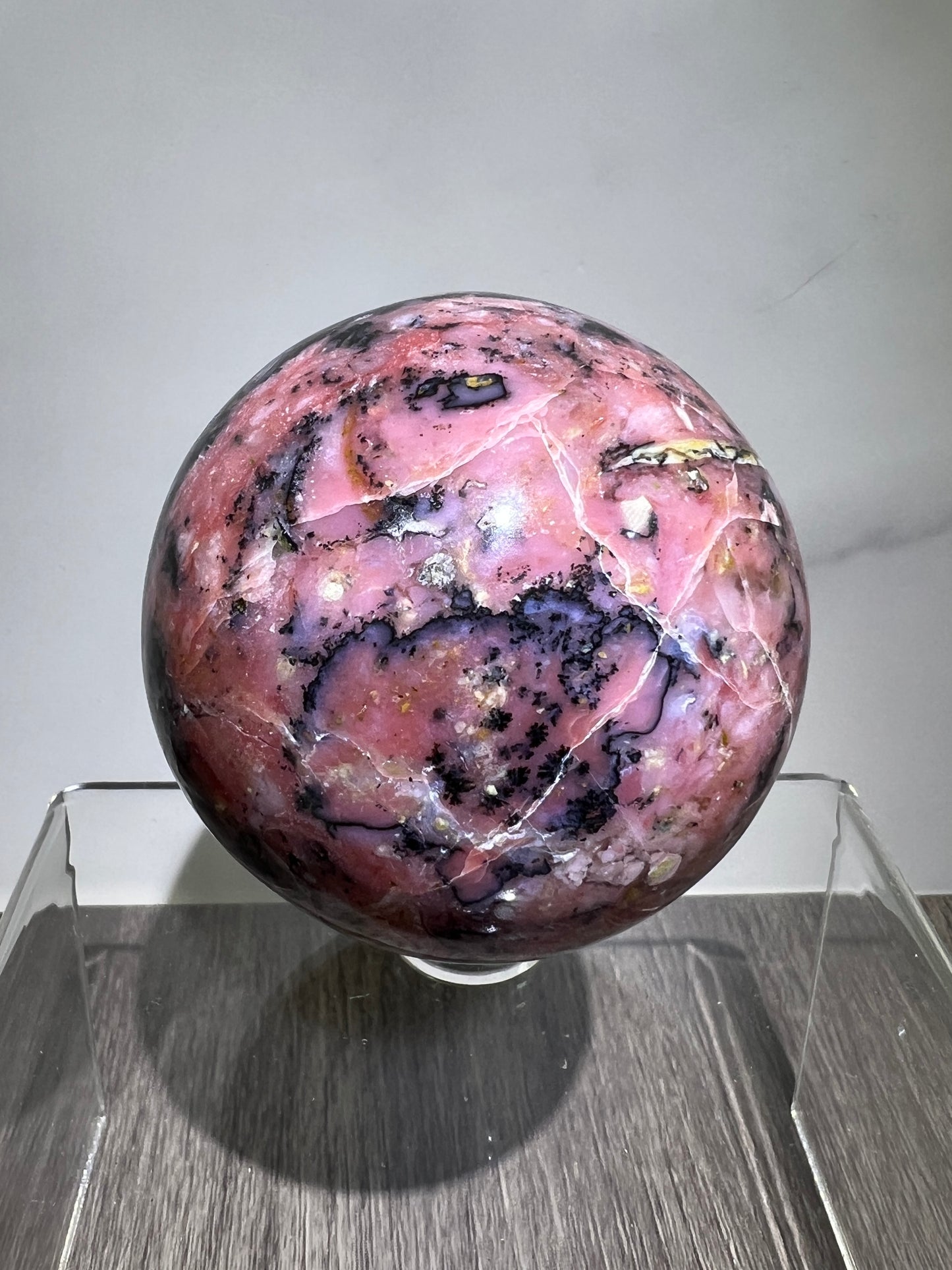 Strawberry Pink Opal Sphere From Peru. 60mm. Gorgeous Bright Colors And Patterns. Amazing Rare Display Crystal.