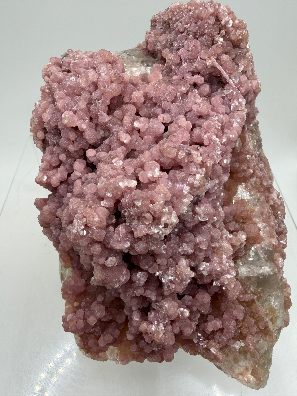 Pink Botryoidal Lepidolite And Tourmaline On A Citrine Matrix. Very Rare High Quality Specimen From Brazil. Gorgeous Large Pink Grape Agate