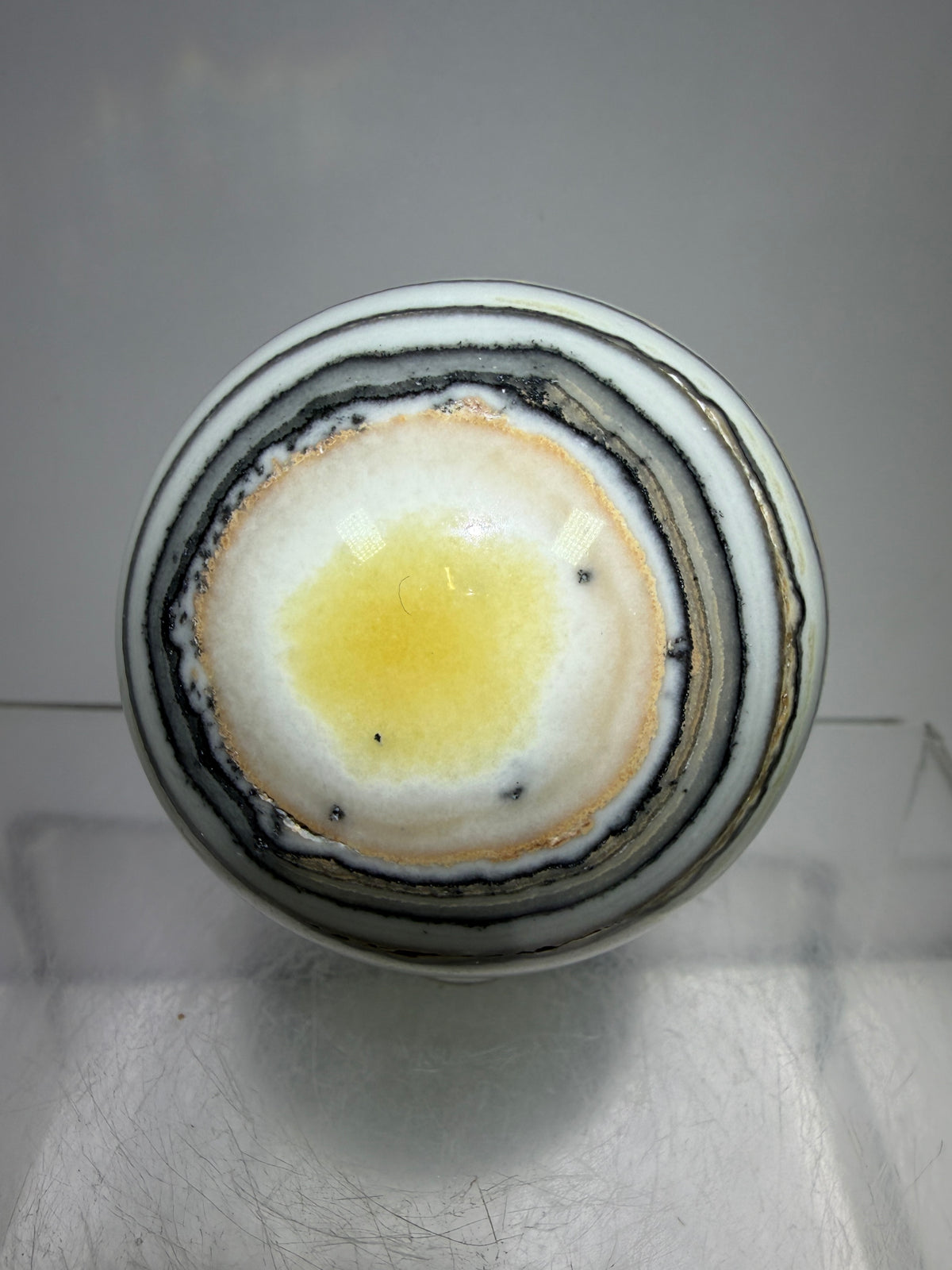 Banded Zebra Calcite Sphere. 53mm. Gorgeous Calcite Display Sphere. Rare Colors With Stunning Patterns