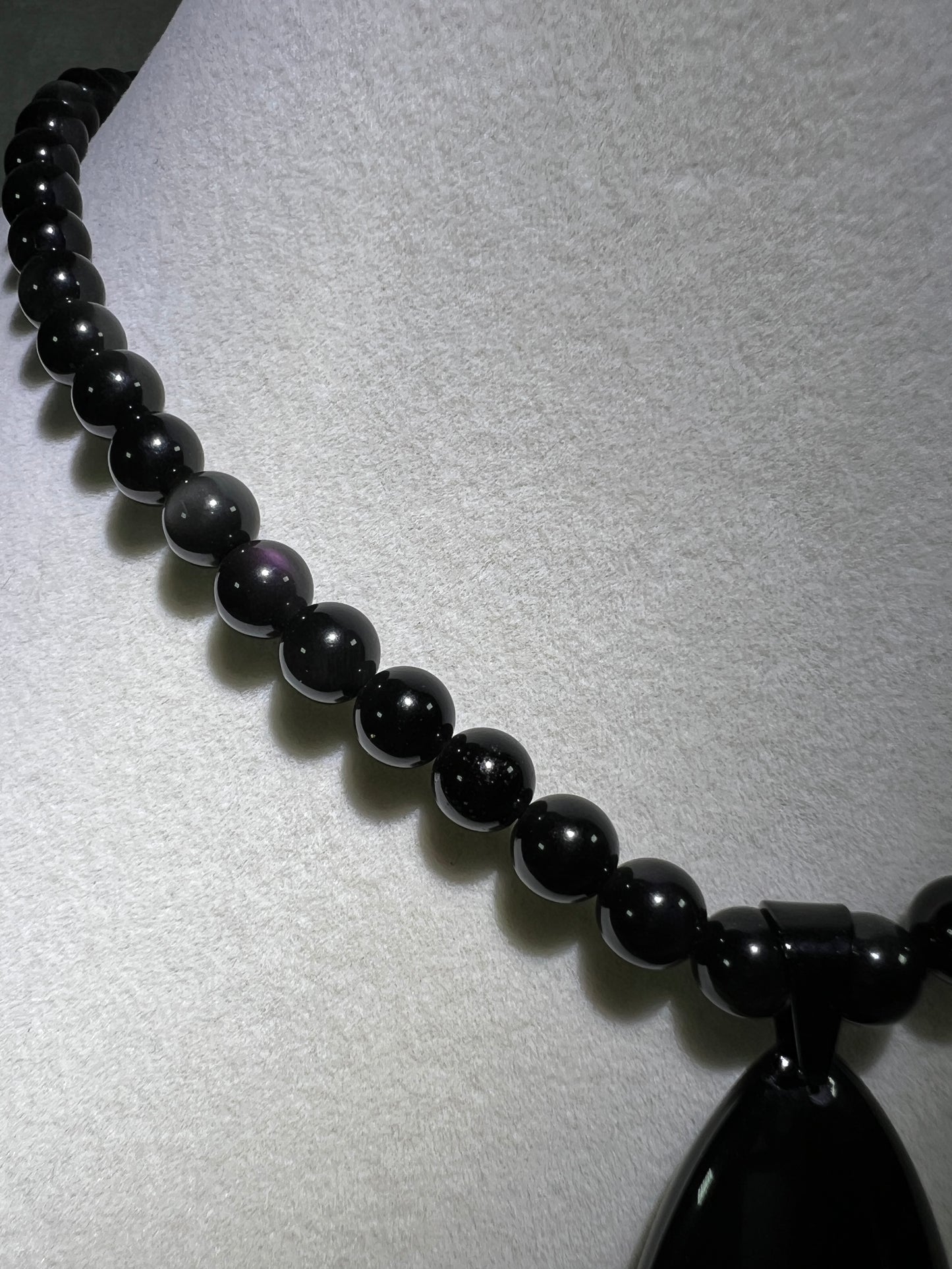 Rainbow Obsidian Pendant. Gorgeous Teardrop Cabochon. Custom Made Beaded Necklace. High Quality Jewelry