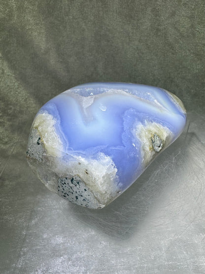 Blue Lace Agate Freeform. Gorgeous Sugar Druzy Polished Freeform From Malawi. Rare Mineral Specimen.