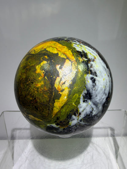 Realgar Crystal Sphere. 67mm. Rare Polished Display Sphere. Stunning Colors And Patterns