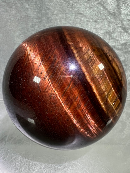 Red Tigers Eye Sphere. 65mm. Amazing Red And Gold Flash! Gorgeous Display Sphere!
