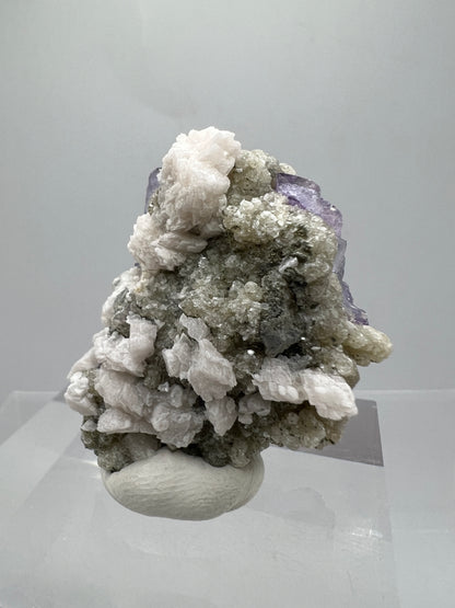 Fluorite, Calcite, And Druzy Quartz Specimen. World Famous Yaogangxian Fluorite Cubes. Beautiful Mixed Mineral Specimen.