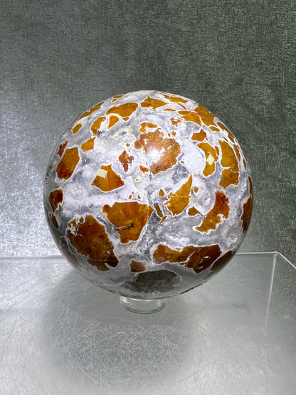 Indonesian East Java Plume Agate Sphere. 65mm. Amazing Druzy, Colors, And Patterns. Gorgeous Rare Crystal.