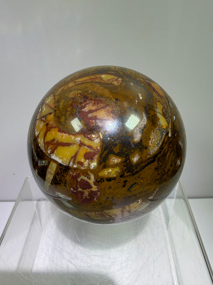 Nguni Jasper And Tiger Iron Sphere. 85mm. Stunning Combination Of Minerals From South Africa