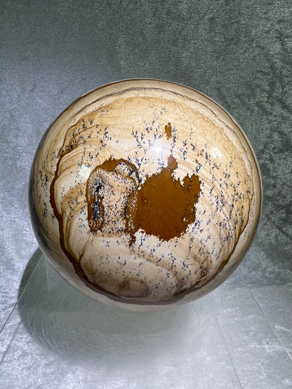 Picture Jasper Sphere. 125mm, 5.5lbs. Huge Rare Display Sphere. Amazing One Of A Kind Crystal From Namibia.