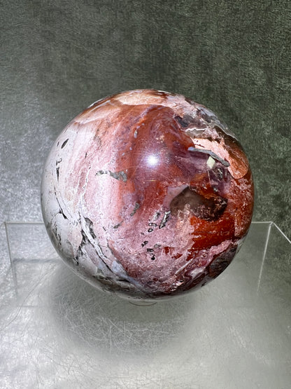 Mexican Crazy Lace Agate Sphere. 70mm. Very Rare Shades Of Pink And Gorgeous Patterns.