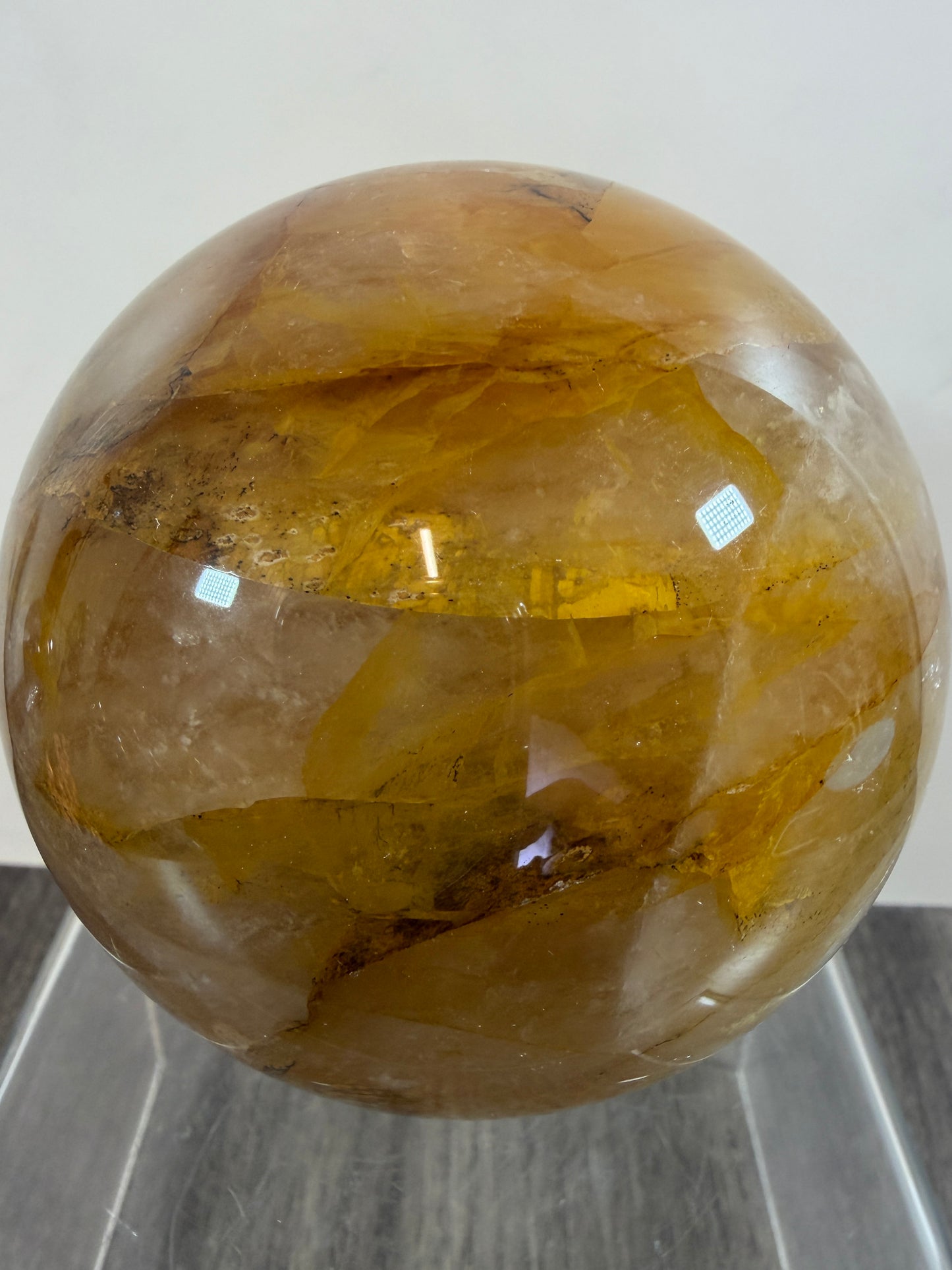 Dendritic Golden Healer Sphere. Large Display Sphere. 85mm. High Quality With Amazing Dendritic Inclusions.