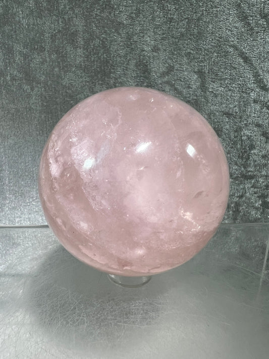 Rose Quartz Sphere. Rare Star Rose Quartz With Rainbows And Asterisms. High Quality Display Sphere.