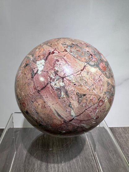 Fire Calcite Crystal Sphere. 76mm. Amazing New Material. Beautiful Large Display Sphere With Nice UV Reaction.