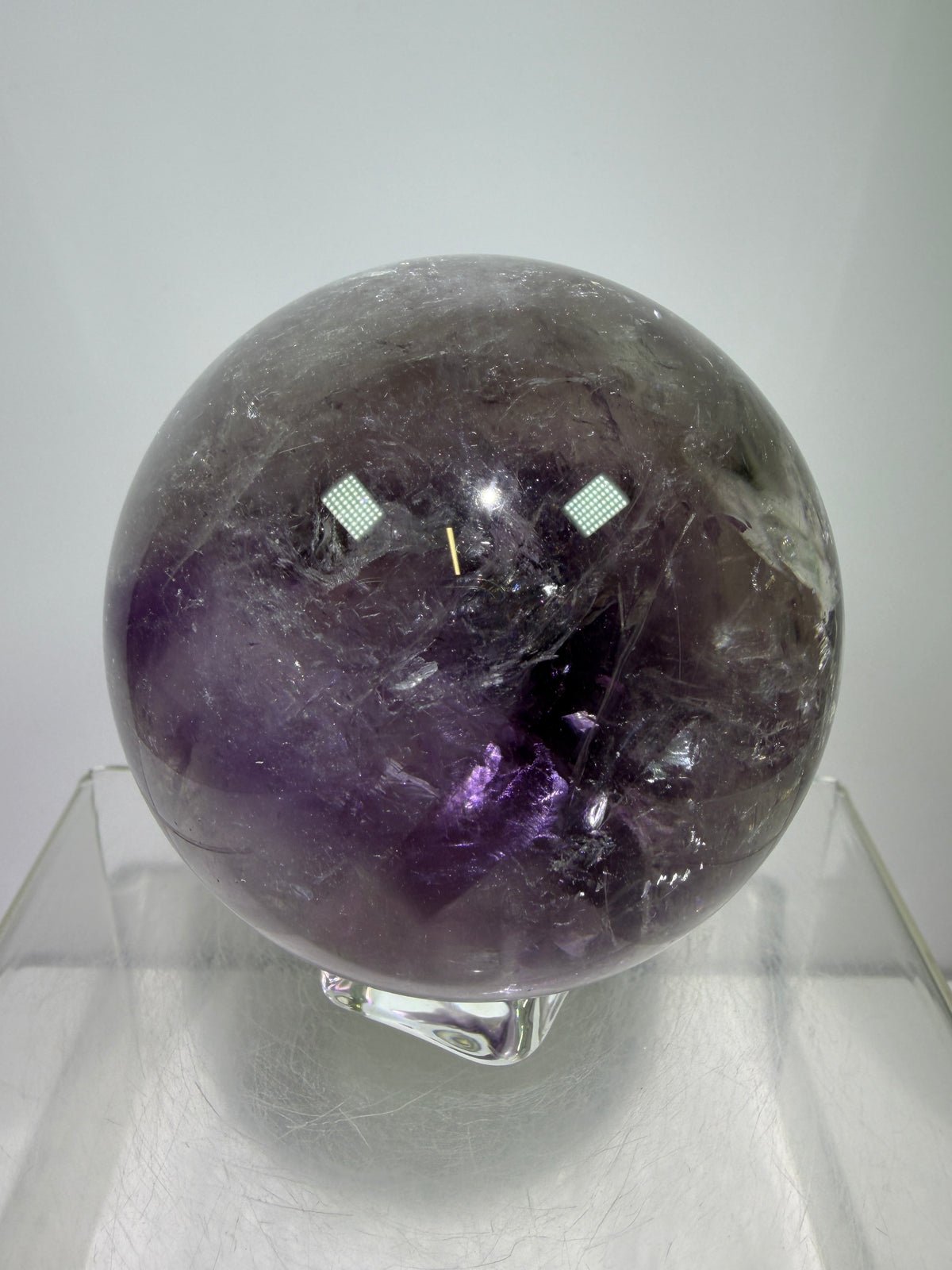 Phantom Amethyst Sphere. 74mm. Gorgeous Amethyst With Nice Rainbows. Amazing Display Sphere.