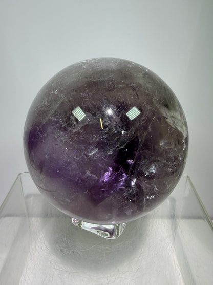 Phantom Amethyst Sphere. 74mm. Gorgeous Amethyst With Nice Rainbows. Amazing Display Sphere.
