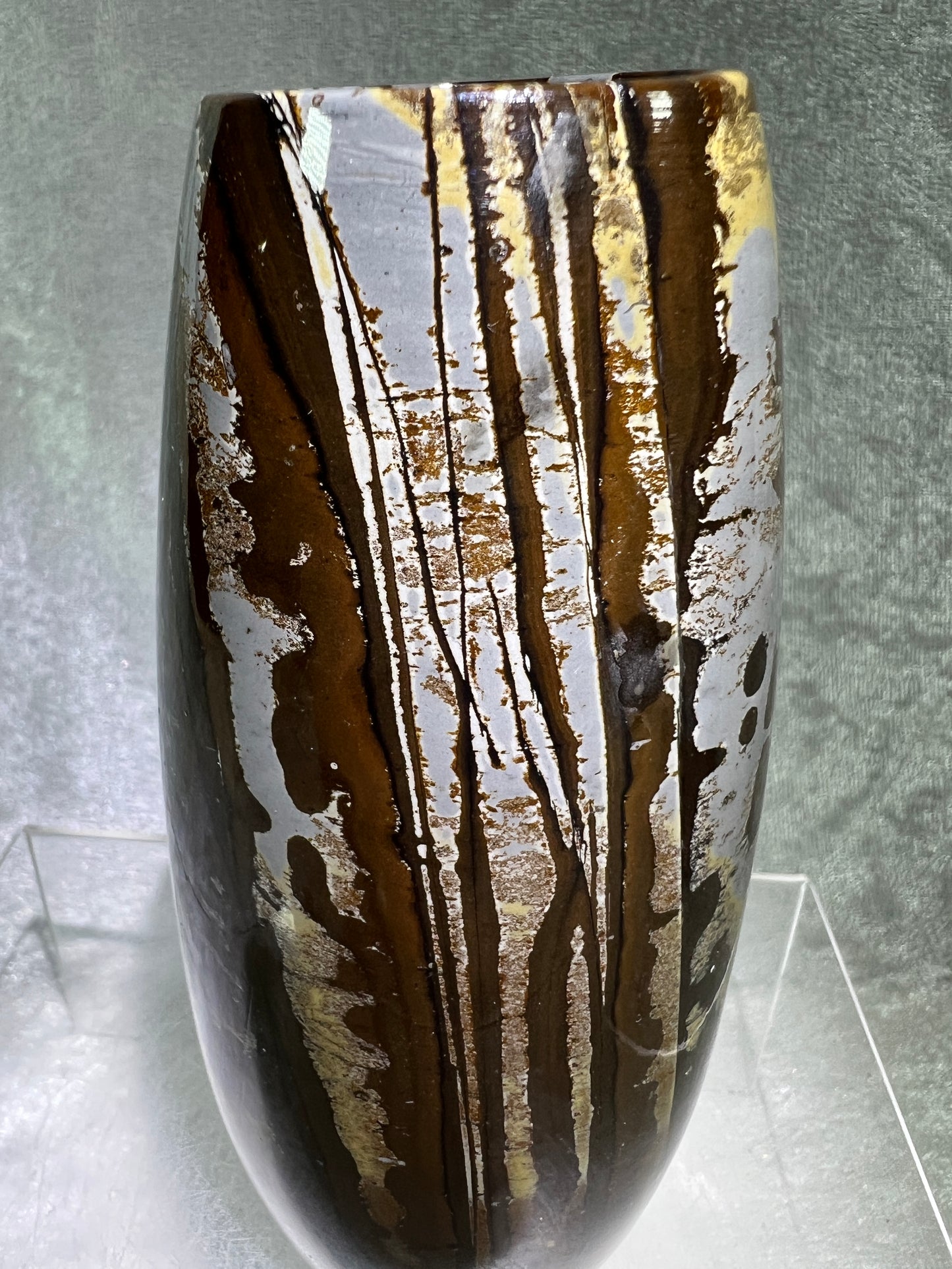 Picture Jasper Flower Vase. Gorgeous All Natural Scenic Jasper. Incredible Piece Of Art.