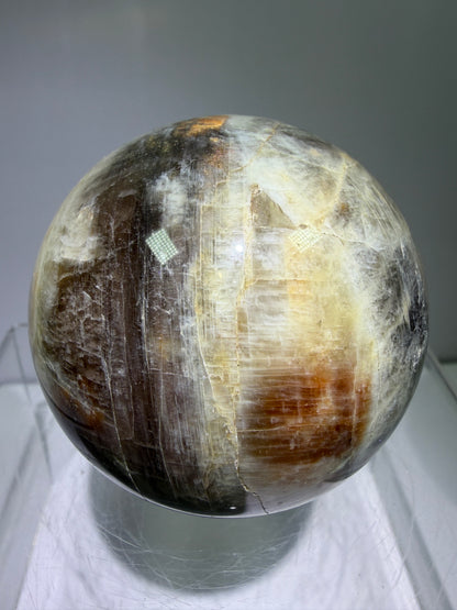 Black Moonstone And Sunstone Crystal Sphere. 64mm. Stunning Bright Flash. Gorgeous Display Sphere