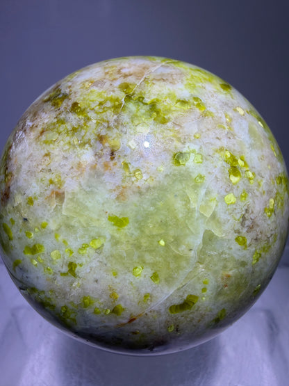 Green Opal Sphere From Madagascar. 62mm. Gorgeous Shades Of Green. Beautiful Display Crystal.