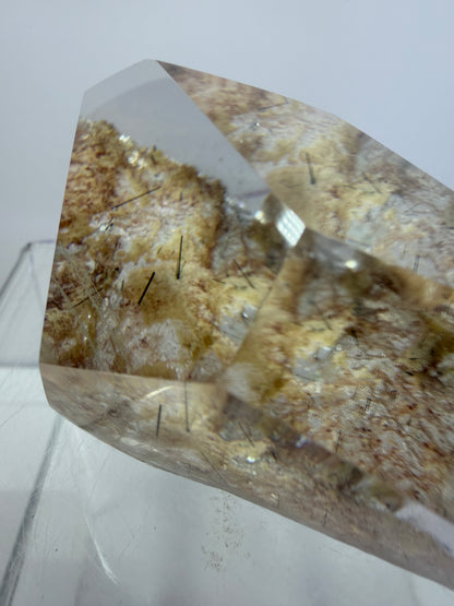 Garden Quartz Polished Freeform. Gorgeous Tourmaline And Scenic Quartz From Brazil. Very High Quality Lodolite Freeform.