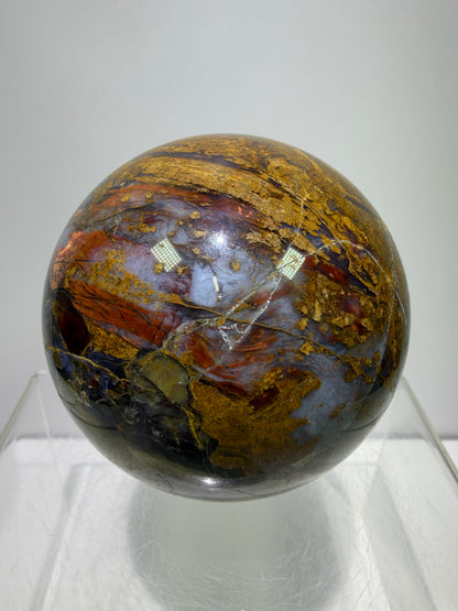 Pietersite Crystal Sphere. 72mm. Gorgeous Rare Red Pietersite Crystal. High Quality Display Sphere With Beautiful Flash.