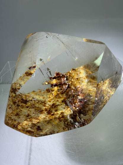 Garden Quartz Polished Freeform. Gorgeous Red And Yellow Landscape Quartz From Brazil. Very High Quality Lodolite Freeform.