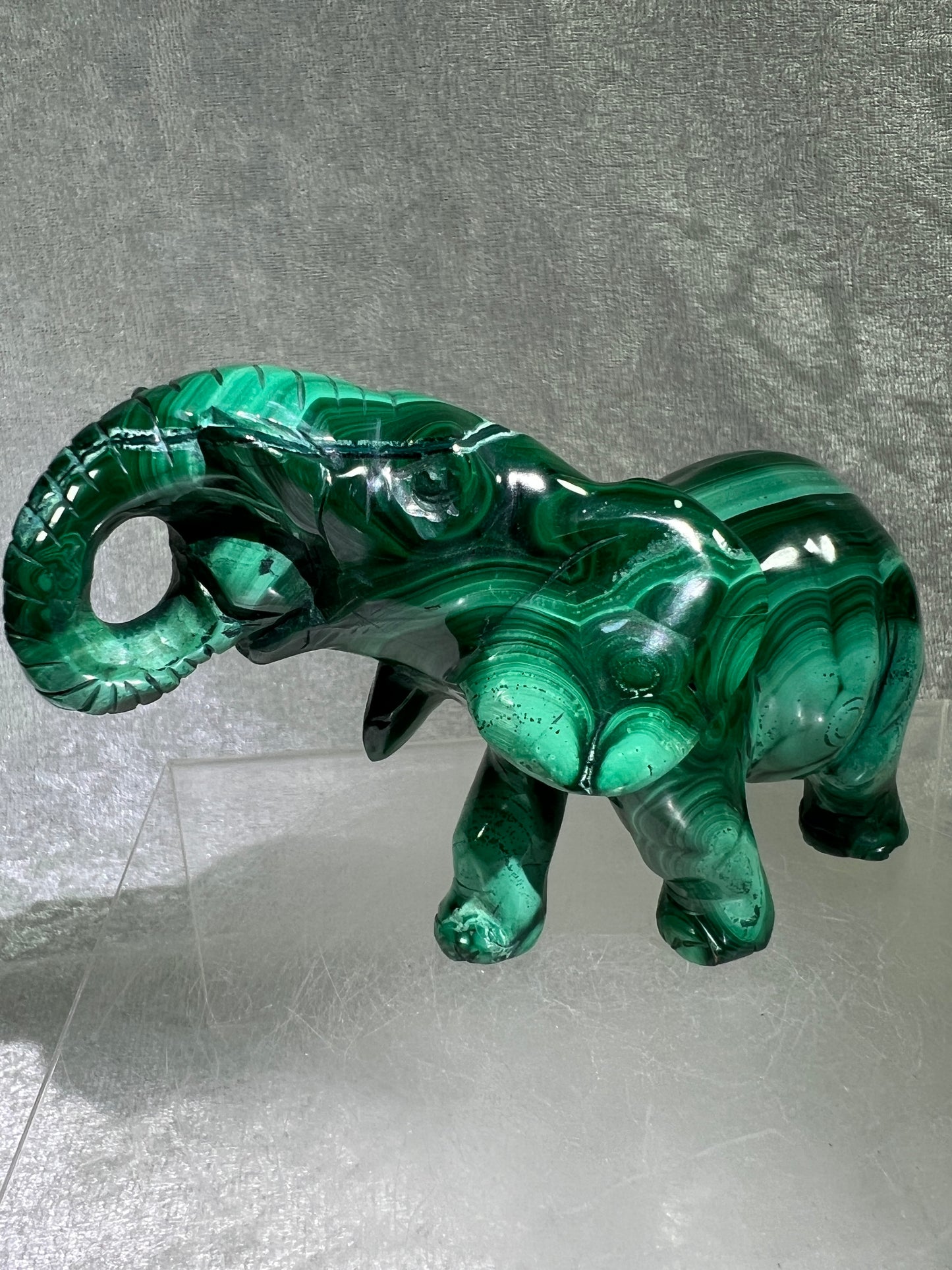 Malachite Elephant Carving From Africa. Amazing Piece Of Art For Your Collection