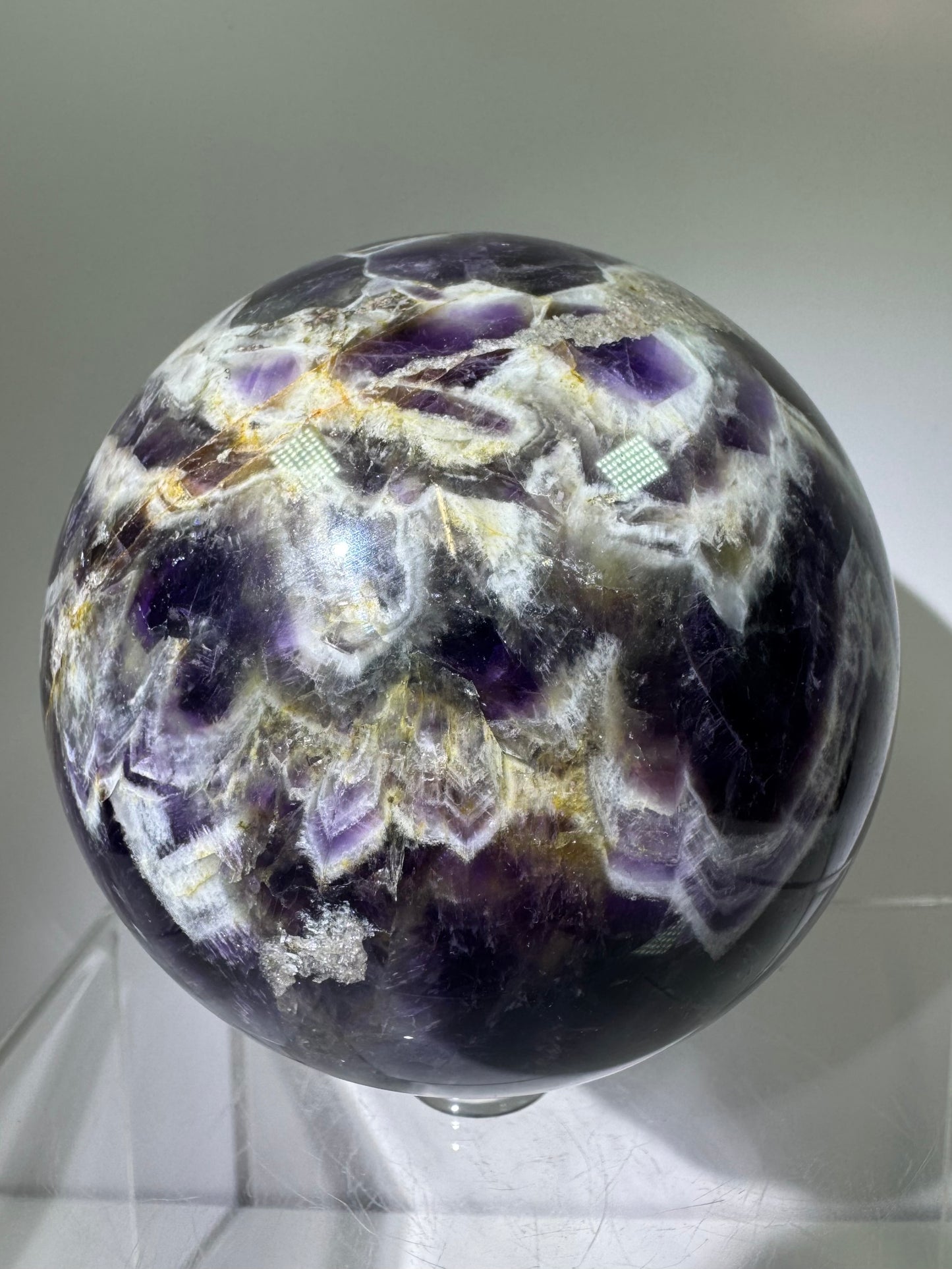 Dream Amethyst Sphere. 75mm. Large Chevron Amethyst Crystal. Beautiful Colors And Patterns