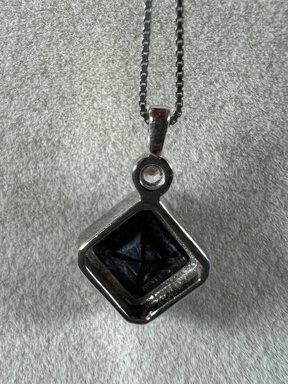 Black Spinel Crystal Pendant. S925 Silver Setting And Necklace. High Quality Gorgeous Necklace.