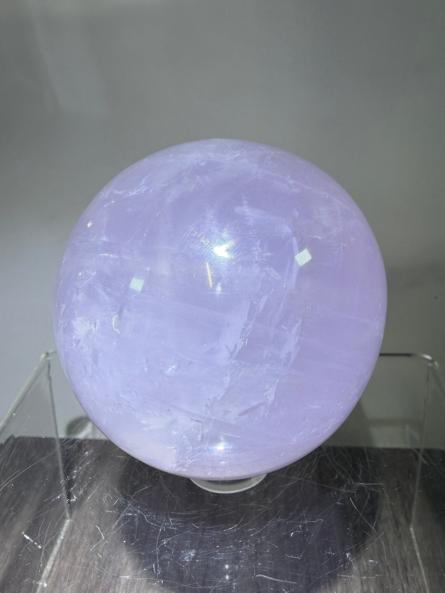 Lavender Rose Quartz Sphere. Rare Color Rose Quartz With Rainbows And Asterisms. High Quality Display Sphere.