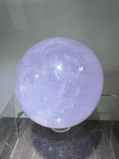 Lavender Rose Quartz Sphere. Rare Color Rose Quartz With Rainbows And Asterisms. High Quality Display Sphere.