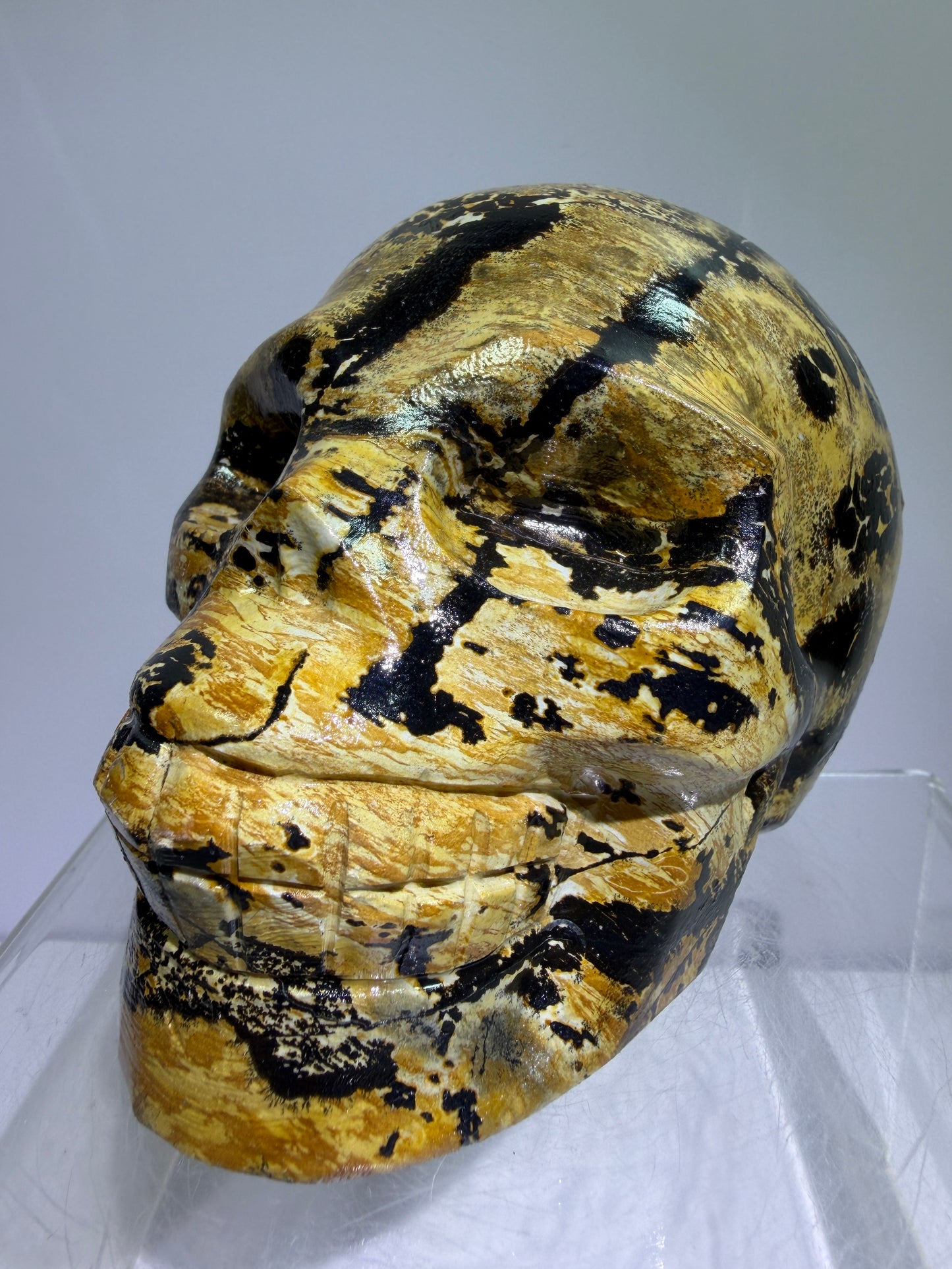 Picture Jasper Skull Carving: Amazing Large Scenic Jasper Carving. Gorgeous Color Combination And Patterns