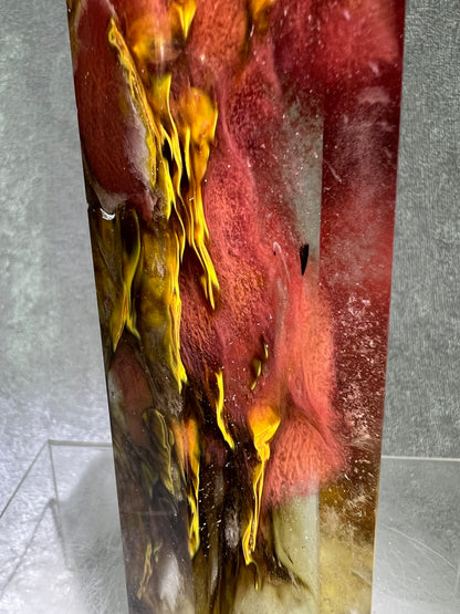 Smelting Quartz Tower. Gorgeous And Large Display Tower. Stunning Colors And Patterns. Incredible Red Tiger Skin Patterns.
