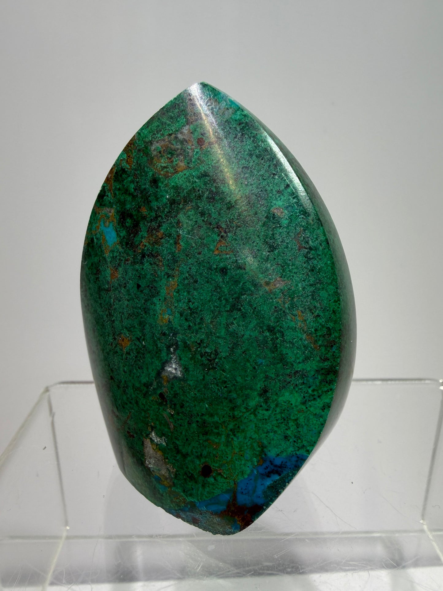 Chrysocolla And Malachite Flame From Peru. Stunning Display Crystal. High Quality Flame With Gorgeous Colors.