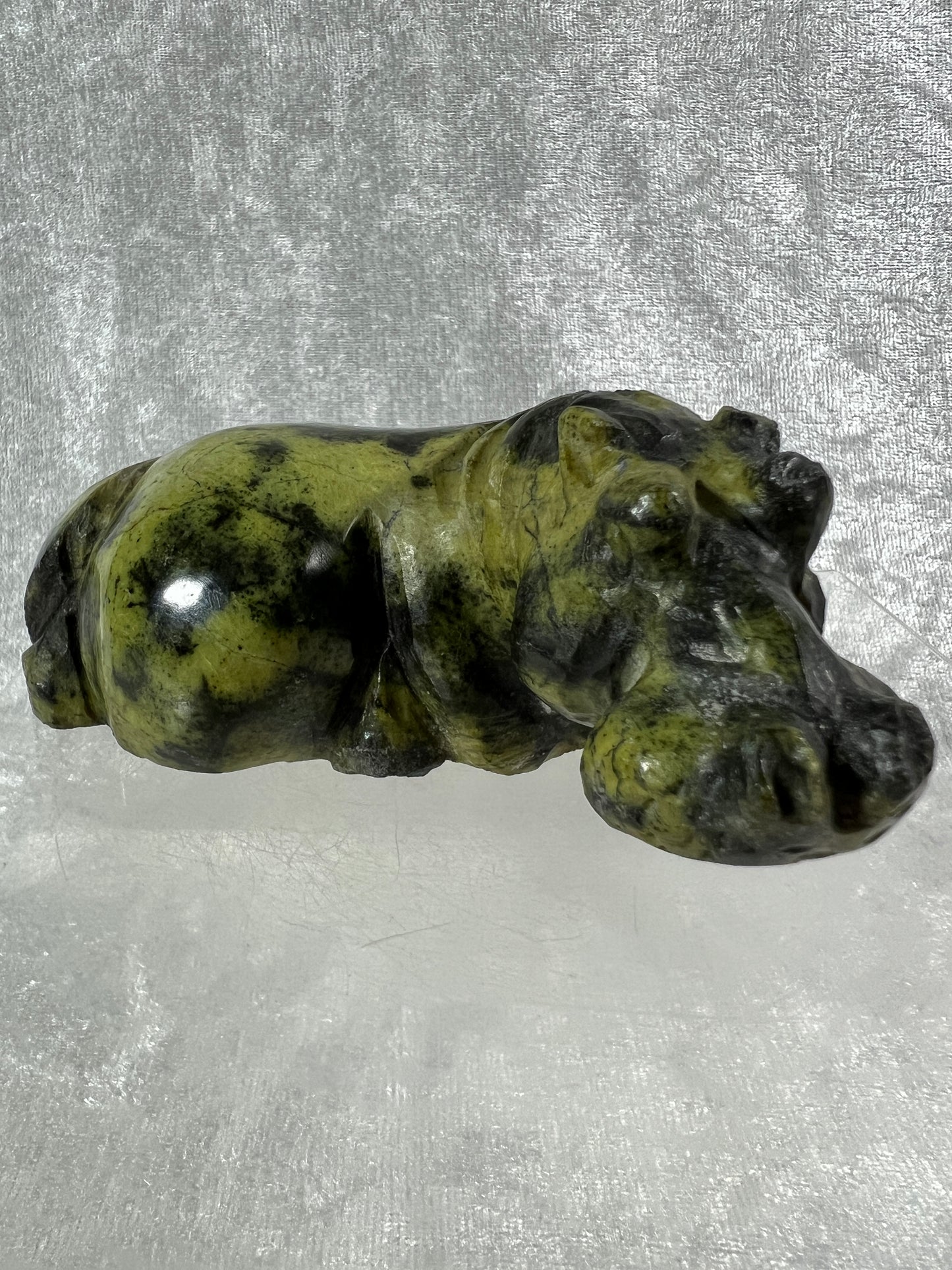 Leopard Stone Hippo Carving. Amazing Crystal Art From Zimbabwe. Incredible Collectors Piece.