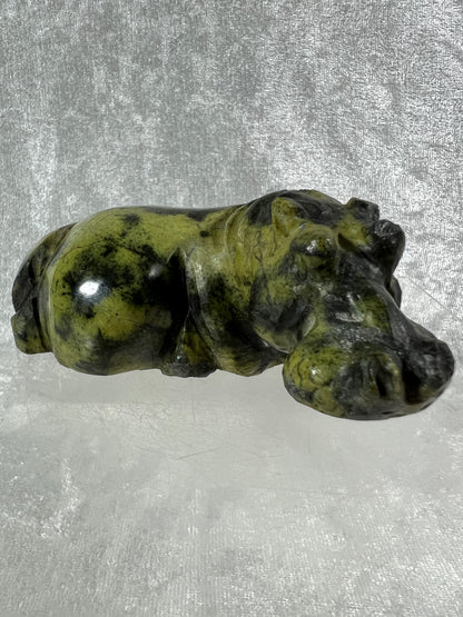 Leopard Stone Hippo Carving. Amazing Crystal Art From Zimbabwe. Incredible Collectors Piece.