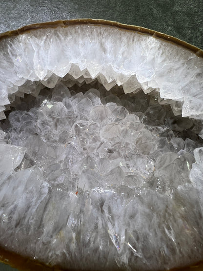 Quartz Geode From Brazil. Stunning Large Polished Geode With Amazing Points. Incredible Display Crystal.