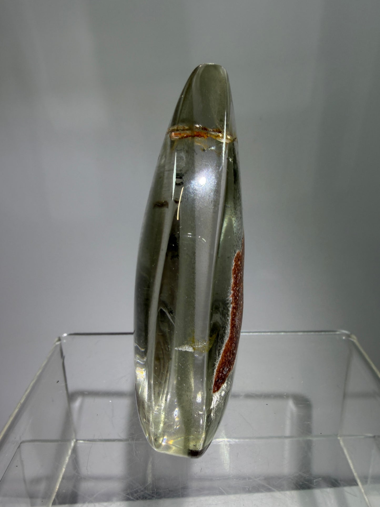 Garden Quartz Crystal Flame. Gorgeous Orange And Green Landscape. Rare Lodolite Quartz Flame