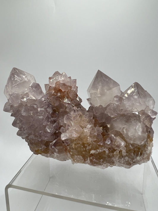 Spirit Quartz Cluster. Very High Quality Mineral Specimen. Amazing Points With Hematite Inclusions. Beautiful Cactus Quartz, Fairy Quartz From South Africa.