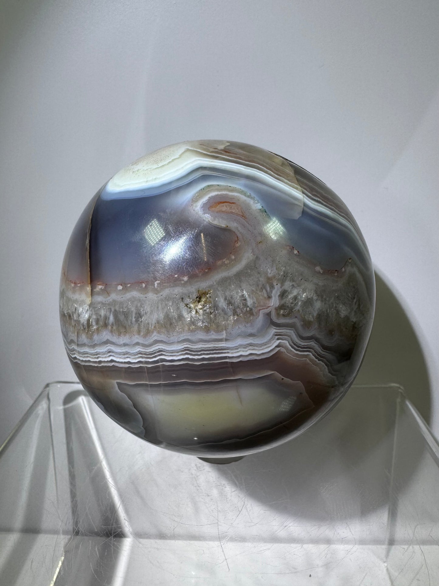 Sashe River Agate Sphere. 75mm. Incredible Display Sphere From Zimbabwe.
