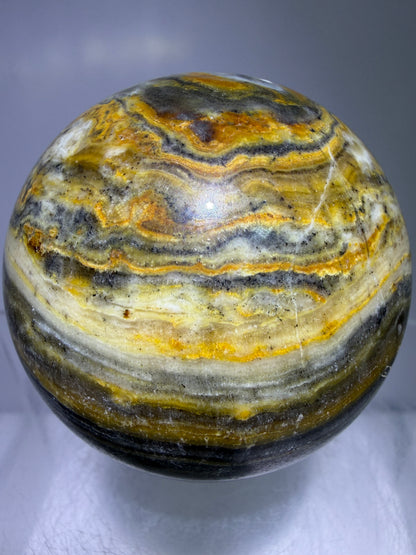 Banded Agate Sphere From Brazil. 57mm. Rare Colors And Patterns On This High Quality Display Sphere