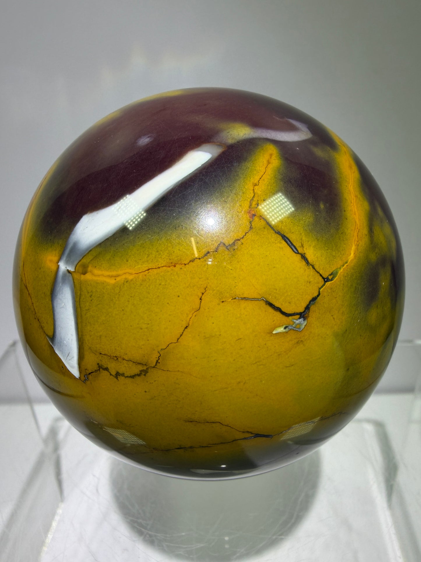 Mookaite Crystal Sphere. 64mm. Gorgeous Rare Colors And Patterns. High Quality Collectors Sphere.