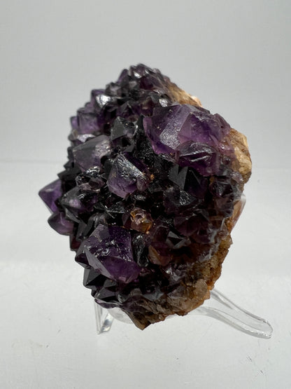 Amethystos Crystal Specimen. Gorgeous Amethyst Cluster From South Africa. Rare Deep Purple Display Crystal